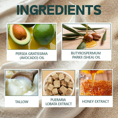 Beef Tallow Moisturizer Women Men - Tallow and Honey Balm - Hydrating Body Butter for Dry Skin - Body & Face Moisturizer -Deep Hydration with Avocado Oil and Pueraria Extract -Travel Size Gift Set